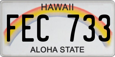 HI license plate FEC733