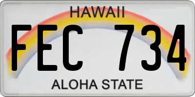 HI license plate FEC734