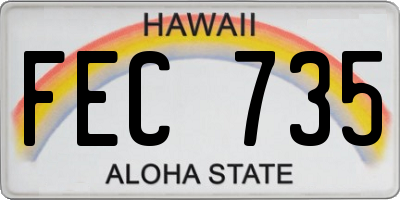 HI license plate FEC735