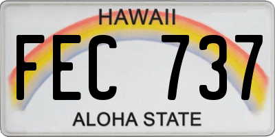 HI license plate FEC737