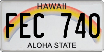 HI license plate FEC740