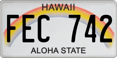 HI license plate FEC742