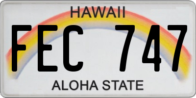 HI license plate FEC747