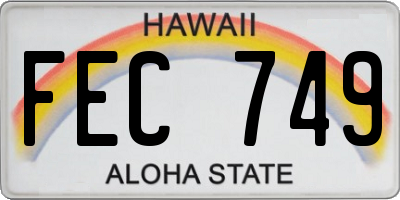 HI license plate FEC749
