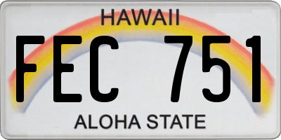 HI license plate FEC751