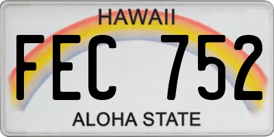 HI license plate FEC752