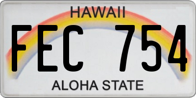 HI license plate FEC754