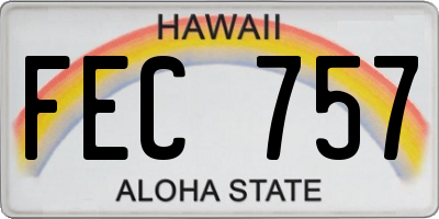 HI license plate FEC757