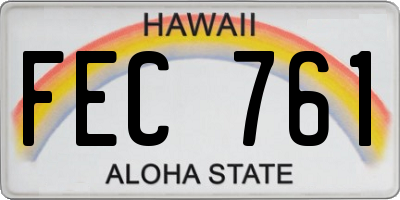 HI license plate FEC761