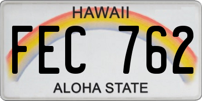 HI license plate FEC762