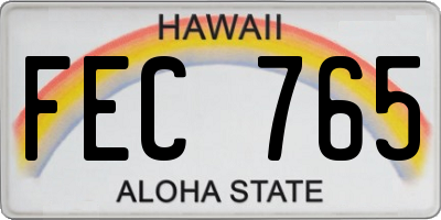 HI license plate FEC765