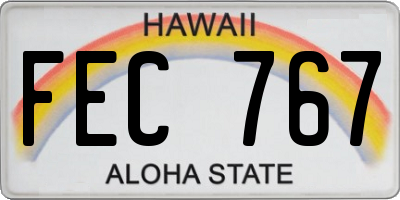 HI license plate FEC767