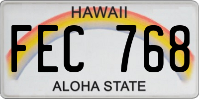 HI license plate FEC768