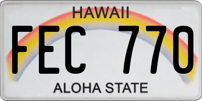 HI license plate FEC770