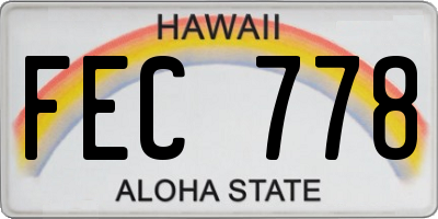 HI license plate FEC778