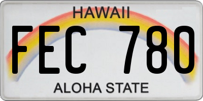 HI license plate FEC780