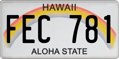 HI license plate FEC781