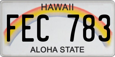 HI license plate FEC783