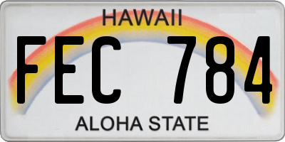 HI license plate FEC784