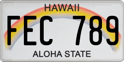 HI license plate FEC789