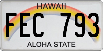 HI license plate FEC793