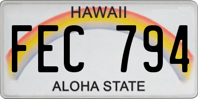 HI license plate FEC794