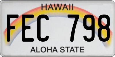 HI license plate FEC798