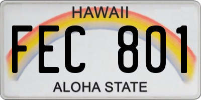 HI license plate FEC801