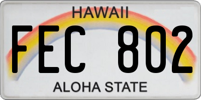 HI license plate FEC802