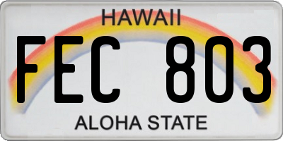 HI license plate FEC803