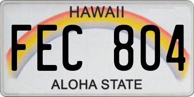 HI license plate FEC804