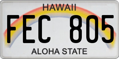 HI license plate FEC805