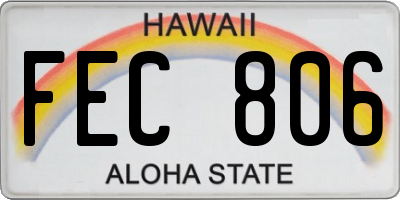 HI license plate FEC806