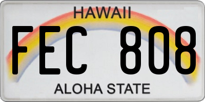 HI license plate FEC808