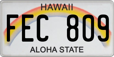 HI license plate FEC809