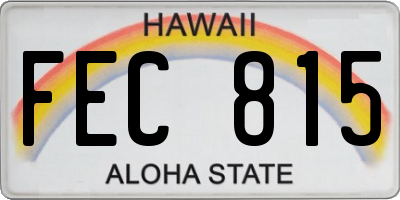 HI license plate FEC815