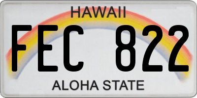 HI license plate FEC822