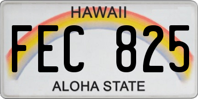 HI license plate FEC825