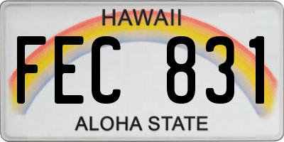 HI license plate FEC831
