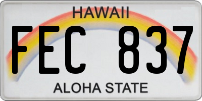 HI license plate FEC837