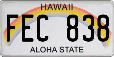 HI license plate FEC838