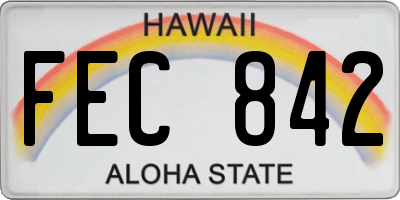 HI license plate FEC842