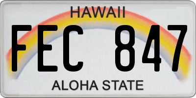 HI license plate FEC847