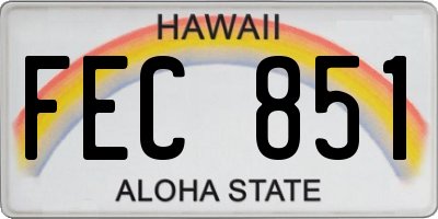 HI license plate FEC851