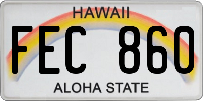 HI license plate FEC860