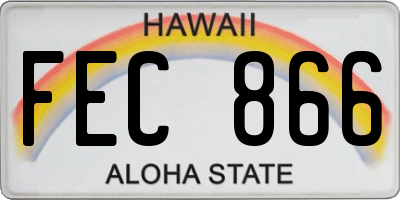 HI license plate FEC866