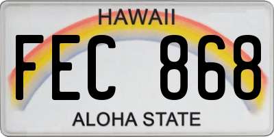 HI license plate FEC868