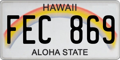 HI license plate FEC869