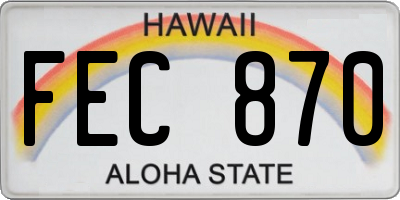 HI license plate FEC870