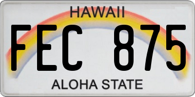 HI license plate FEC875